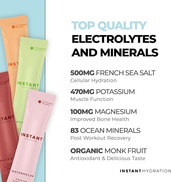 Instant Hydration Electrolytes Powder Packets - Variety Pack - Zero Sugar - Keto, Vegan