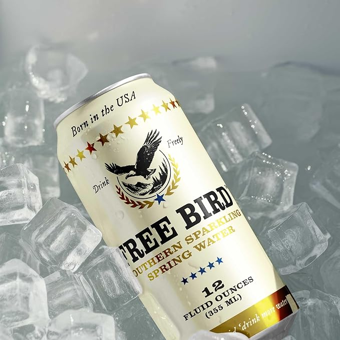 Free Bird Southern Sparkling Spring Water - 12 Pack, 12oz Cans, Zero Calories, Unflavored