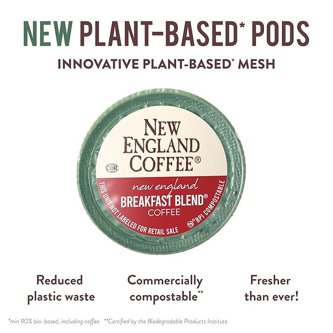 New England Coffee Breakfast Blend Medium Roast Single Serve Pods, 12ct Box (Pack of 1)
