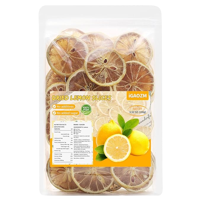 iGAOZM Dehydrated Dried Lemon Slices,3.52oz/100g,No Sugar Added,Natural Dried Lime
