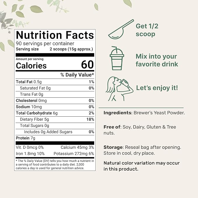 Brewers Yeast Powder for Lactation, 3lbs (90 Servings) | Debittered Brewers Yeast for Breastfeeding