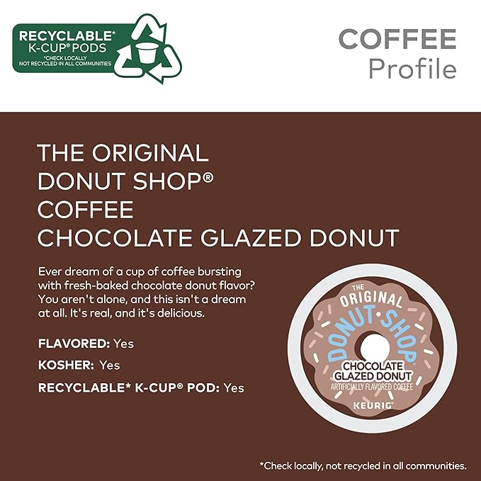 The Original Donut Shop Coffee Chocolate Glazed Donut Keurig Single-Serve K-Cup Pods, Medium Roast