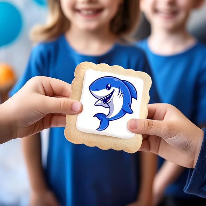 Shark Cookies Baby Theme Birthday | Individualy Wrapped Printed Cookies 24 Pack Bulk | Party Favors