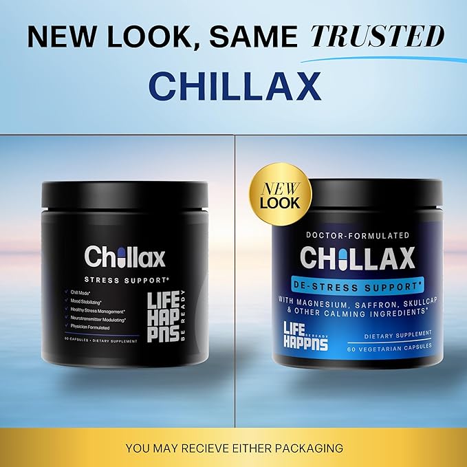 Life Happns Chillax, Calm Support Supplement, L Theanine, Magnesium, GABA and Saffron Supplements