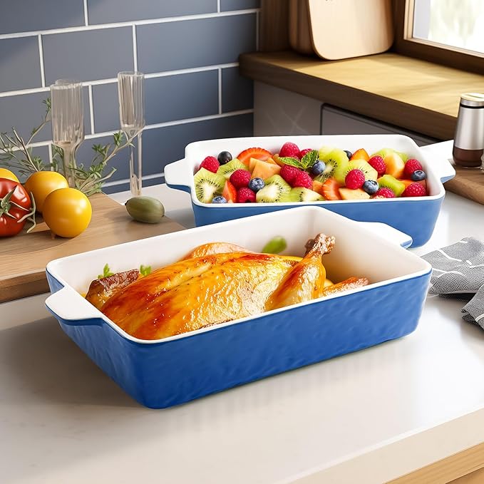 Casserole Dishes for Oven, Ceramic Baking Dishes, Lasagna Pan with Handles, Porcelain Baking Pan