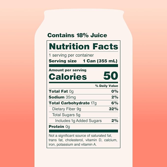 OLIPOP Prebiotic Soda Pop, Peaches & Cream, A New Kind of Soda Packed with Prebiotics, Fiber, and
