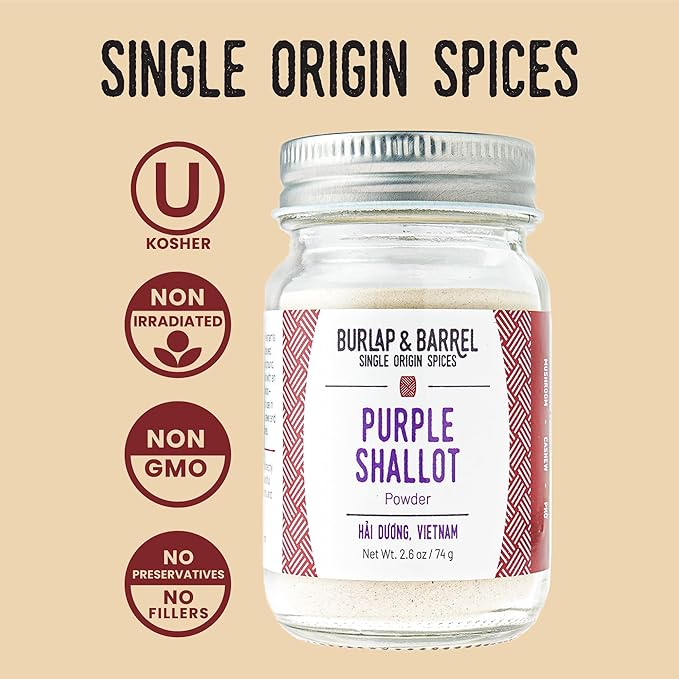 Burlap & Barrel Purple Shallot Powder – Air-Dried with Umami and Sweet Allium Flavor – Vietnamese