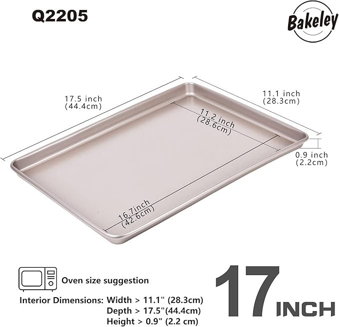 0.8mm 17-Inch Half Sheet Baking Pans,0.8mm Durable Non-Stick Carbon Steel Baking Sheet for