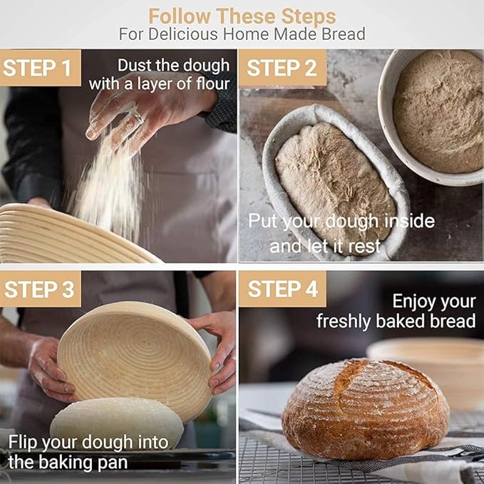 Banneton Bread Proofing Basket 2 pack 9 inch Round Basket with Liner, Bread Proofing Basket Perfect