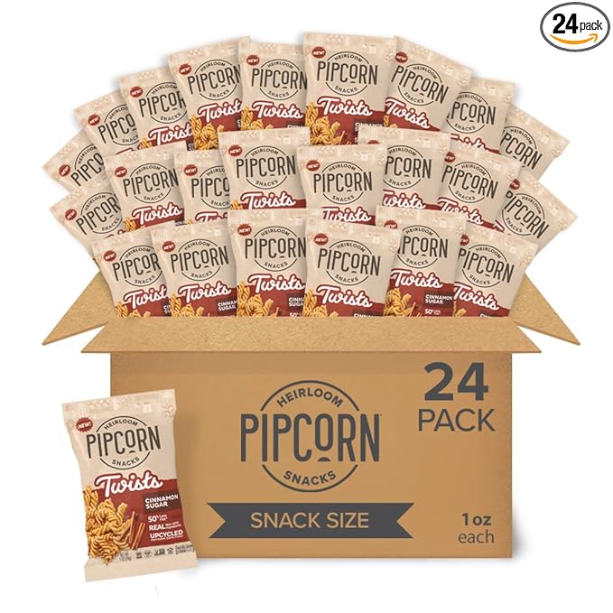Heirloom Cinnamon Sugar Twists by Pipcorn - 1oz 24pk - Healthy Snacks, Gluten Free Snacks, Snack