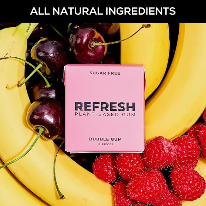 Refresh Gum, Xylitol, Sugar Free, Natural, Long Lasting Chewing Gum, Natural Flavors & Organic