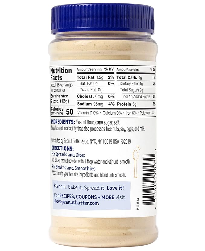 Peanut Butter & Co. Powdered Peanut Butter, Non-GMO, Gluten Free, Vegan, Original, 6.5 Ounce Jars