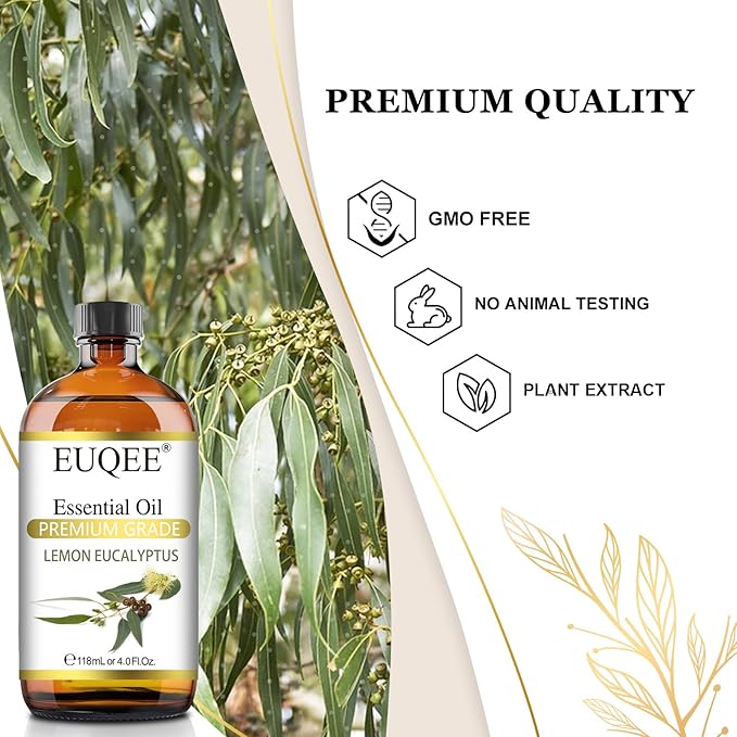 Lemon Eucalyptus Essential Oil Pure Lemon Eucalyptus Oil, Large Capacity Essential Oil with Glass