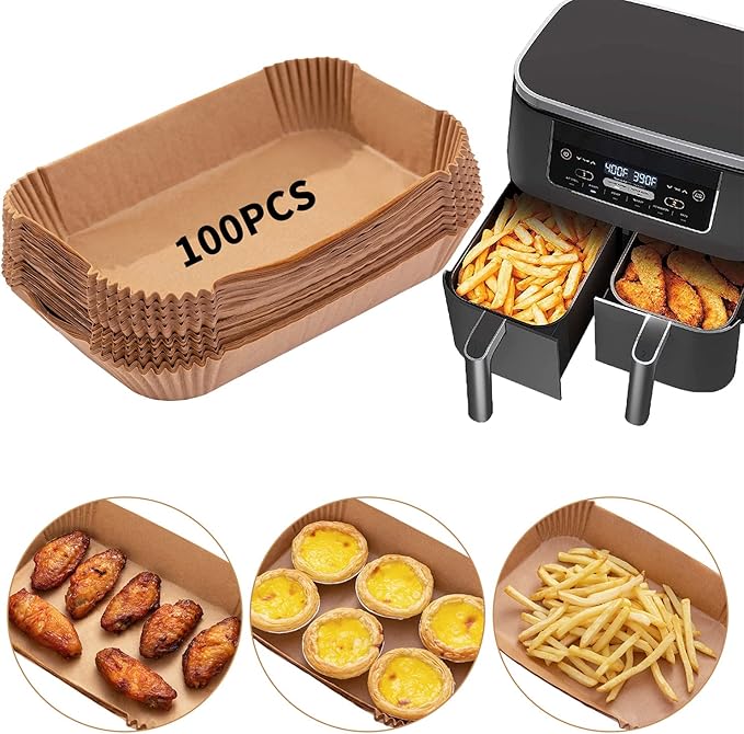 Air Fryer Disposable Paper Liner, 100PCS Food Grade Parchment Liners for Ninja DZ201,Ninja Foodi