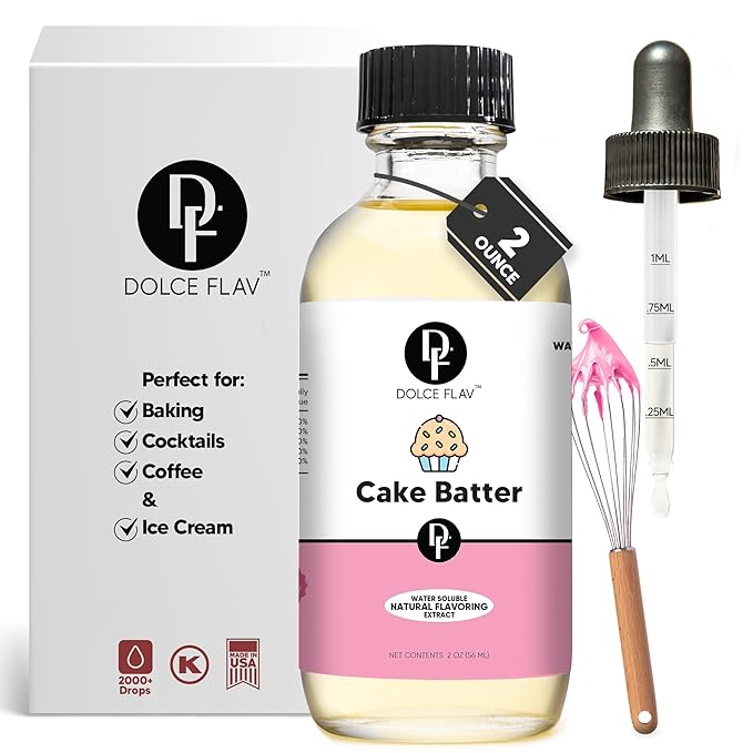 Dolce Flav Natural Cake Batter Extract ??2 Ounce Water-Soluble Kosher, Sugar-Free, Concentrated