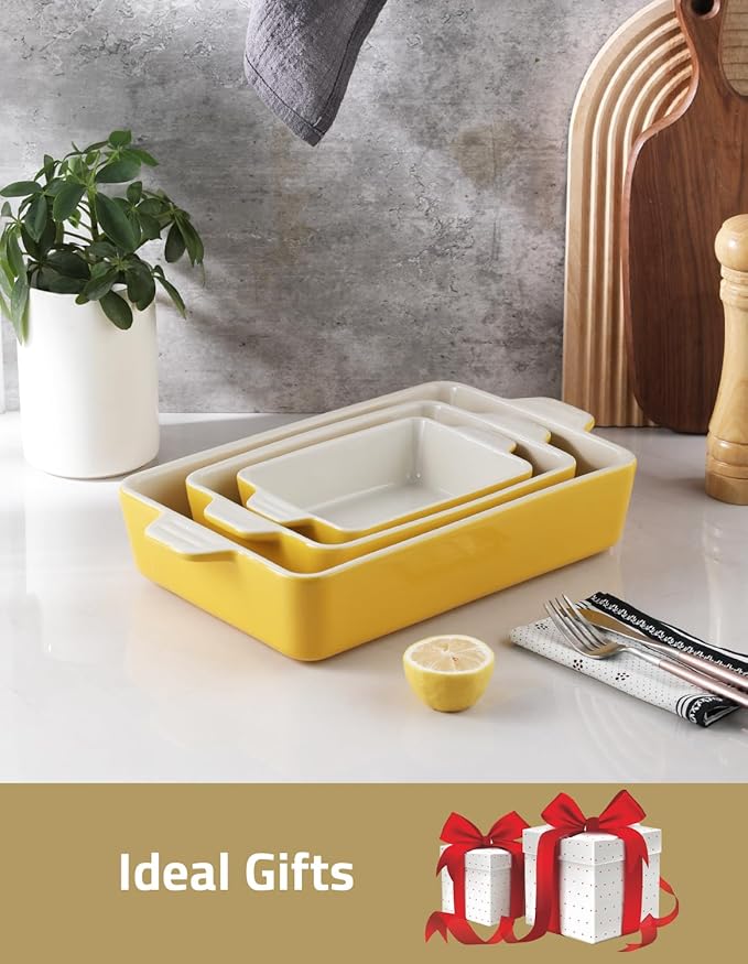 Sweejar Ceramic Bakeware Set, Rectangular Baking Dish for Oven Lasagna Pans for Cooking, Kitchen