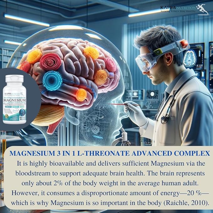 Kappa Nutrition Magbrain??Magnesium L-Threonate Plant-Based, 420mg Elemental Magnesium (3 Capsules)