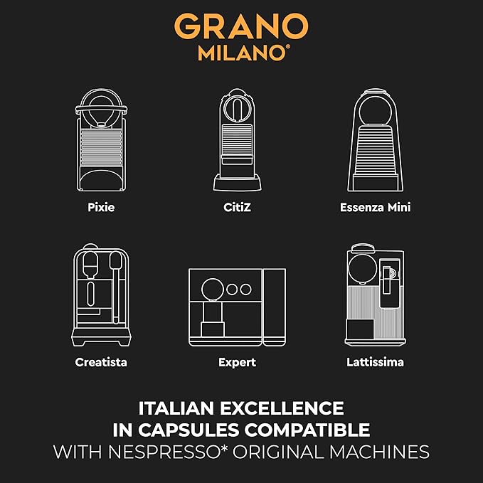 Grano Milano Brasile Coffee Capsules - 100 Aluminum Coffee Pods Compatible with Nespresso Original