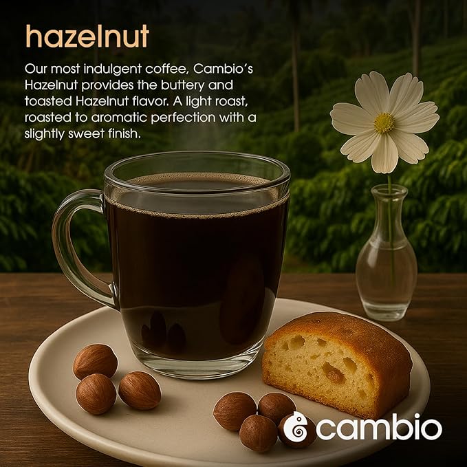 Cambio Roasters Organic Hazelnut Coffee Keurig KCups, Only Aluminum K Cup for Better & Longer