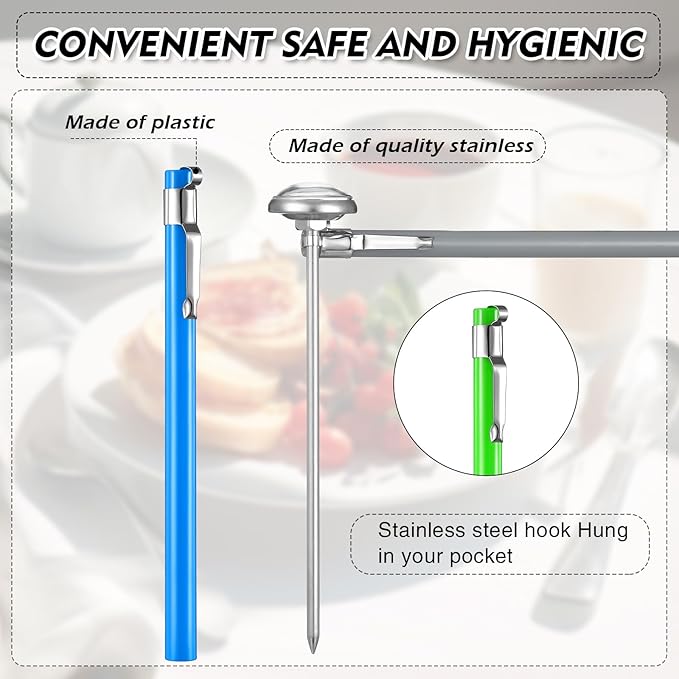 Xuhal 3 Pcs Stainless Steel Kitchen Thermometer with 5 Inch Long Stem 1 Inch Dial Thermometer Milk