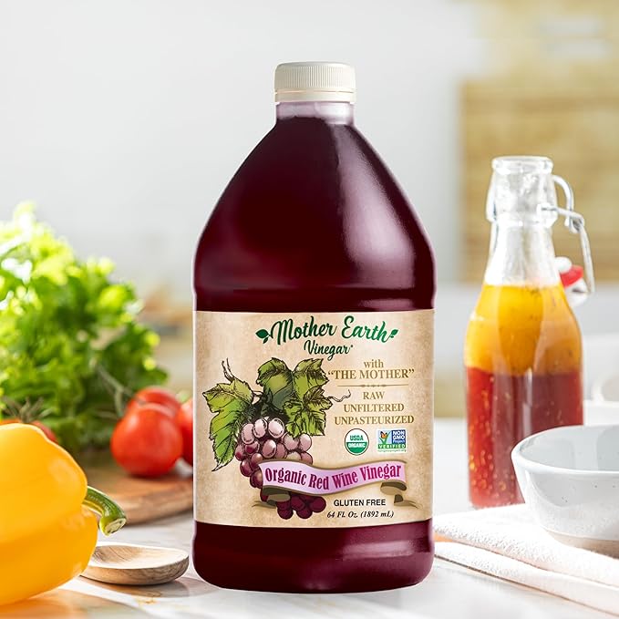 Mother Earth, Organic Red Wine Vinegar with The Mother, Fresh Pressed Organic Cabernet Grapes