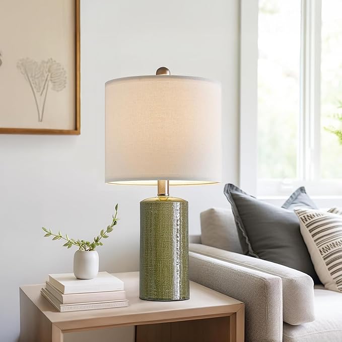 20.25" Small Table Lamps Set of 2 Modern Ceramic Lamps for Living Room Farmhouse Bedside Lamps Boho