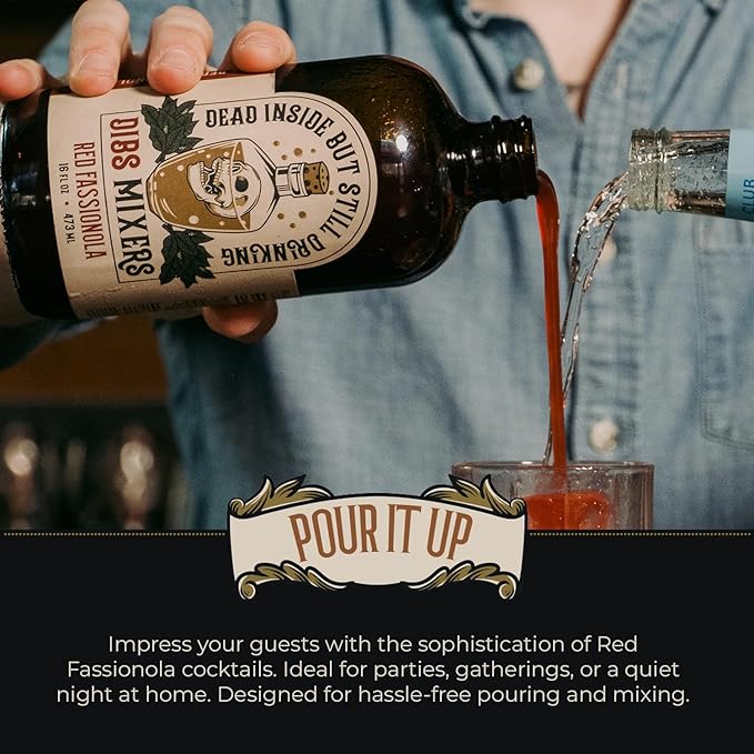 Dibs Mixers Red Fassionola - Tropical Cocktail Syrup with Strawberry, Hibiscus, Passionfruit & More