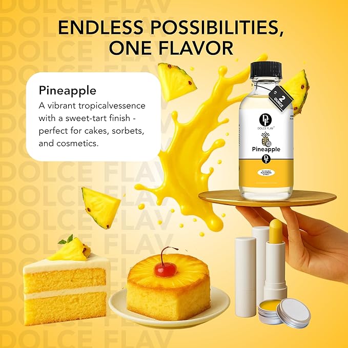 Dolce Flav Pineapple Extract ??2 Ounce Oil-Soluble Kosher, Sugar-Free, Concentrated Tropical Flavor