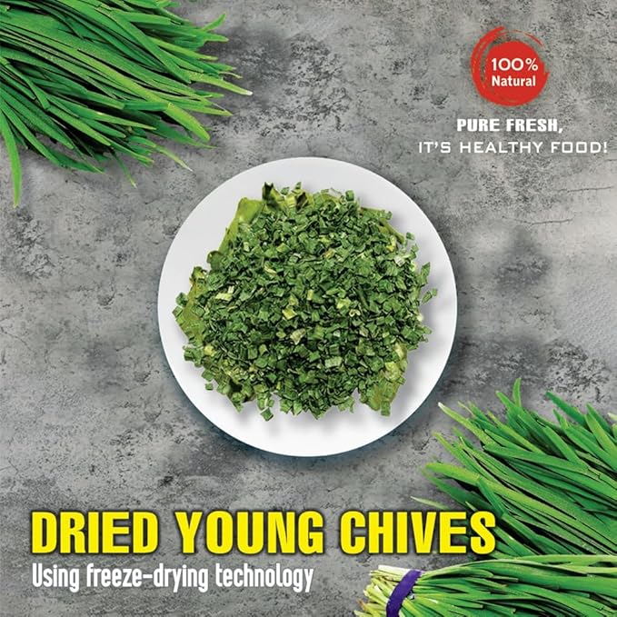 DRIED YOUNG CHIVES 1.76 Oz (50g) VIETFARMFOOD: Pure, natural freeze-dried spice made from real