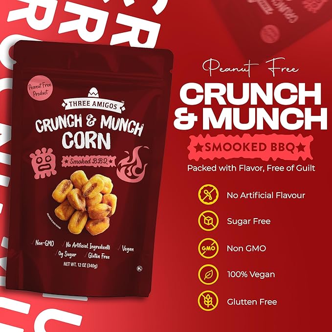 Three Amigos Corn Nuts Suger Free, 100% Vagan, Peanut Free Non-GMO (All Natural Ingredients)