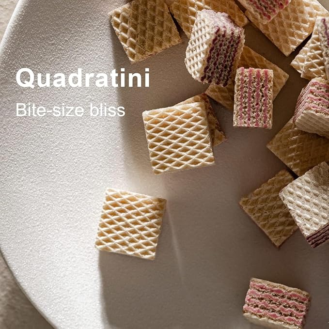 Loacker Quadratini Raspberry Yogurt Wafer Cookies LARGE - 30% Less Sugar - Premium Crispy Bite Size