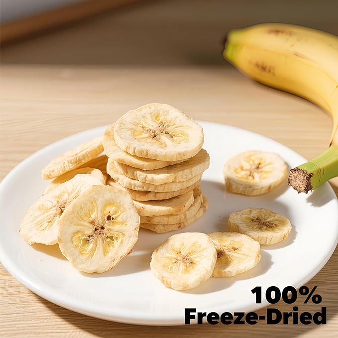 Premium Freeze-Dried Banana Slices 6oz (170g) - 100%, No Sugar Added | Crunchy Fruit Snacks for