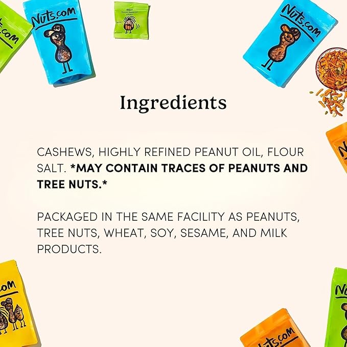 Nuts.com ??Roasted Cashews (Salted Single Serve) ??Creamy & Savory Flavor, Healthy Snack for Adults