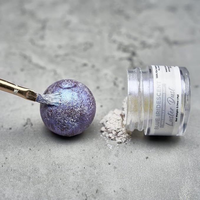 Luster Dust - Blue Iridescent (4g 1x Jar) | Edible Vegan Dust & Paint for Cake Decorating, Ice