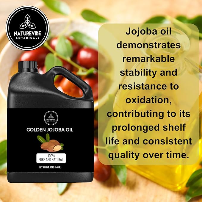 Naturevibe Botanicals Golden Jojoba Oil 32 oz ??100% Pure, Cold-Pressed Moisturizer for Skin & Hair
