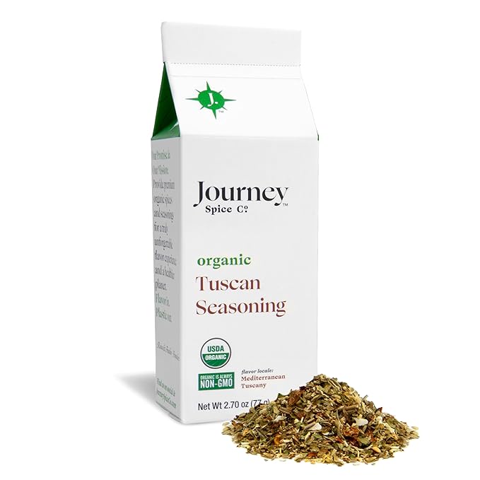 Organic Tuscan Seasoning by Journey Spice Co. | Salt-Free, Sugar-Free, Non-GMO, MSG-Free |