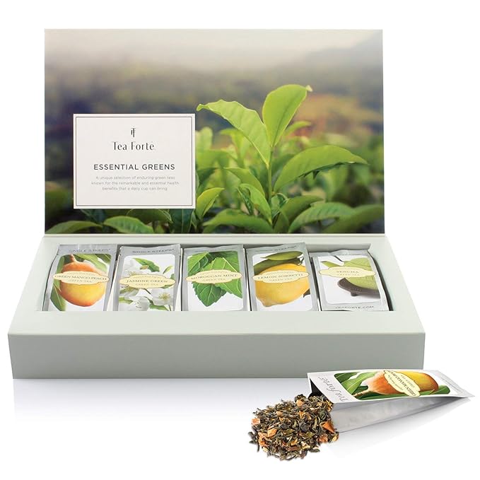 Tea Forte Green Tea Assortment Single Steeps Loose Leaf Premium Tea Gift Set Sampler, 15 Count 3 of