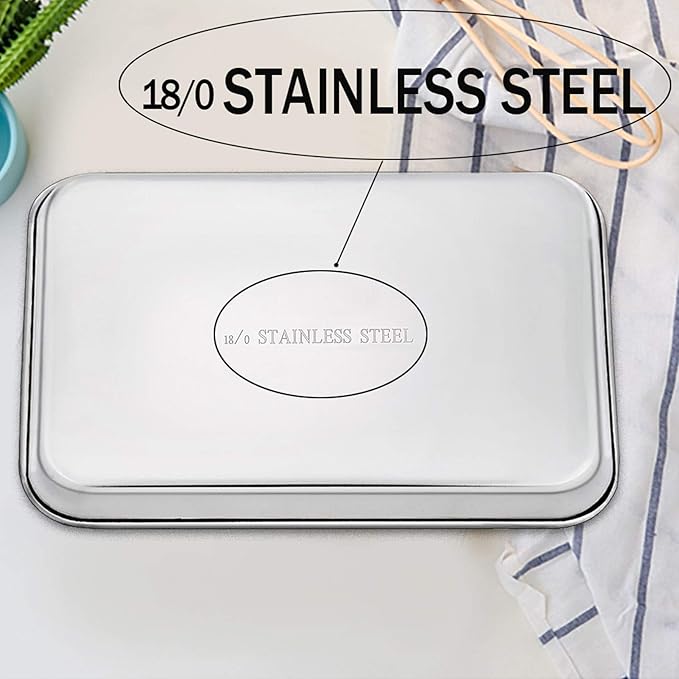 TeamFar Baking Sheet, Stainless Steel Baking Pan Cookie Sheet, Healthy & Non Toxic, Rust Free &