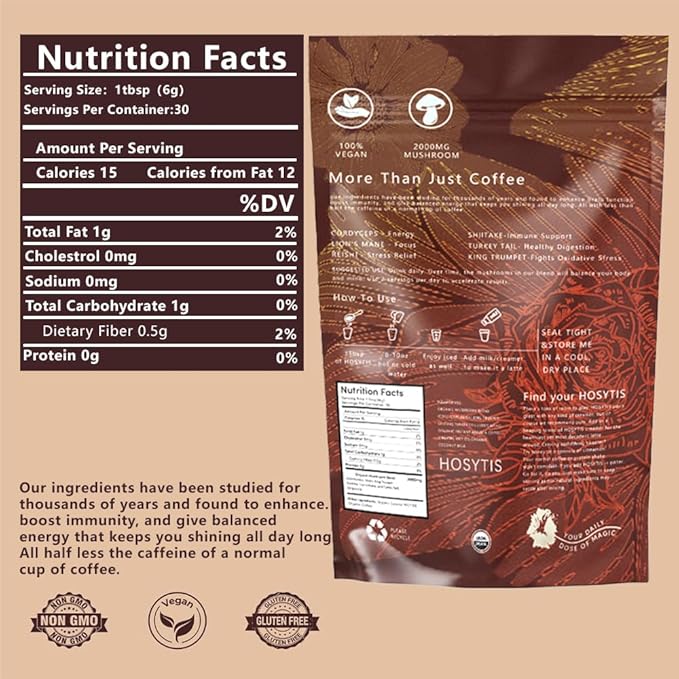 Mushroom Coffee With Lion's Mane, Reishi, Cordyceps, Shiitake, King Trumpet & Turkey Tail Everyday