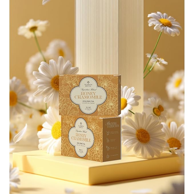 BLOSSOM RITUAL Honey Chamomile – Floral Oolong Tea Loose Leaf – 20 Natural Based Pyramid Bags