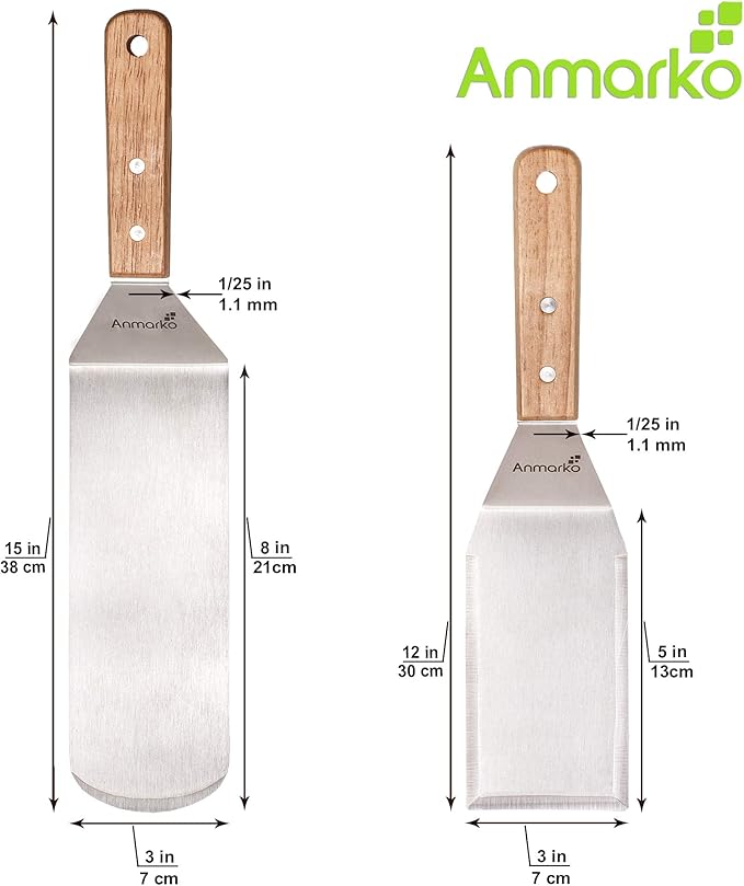 Metal Spatula Set - Griddle Long Spatula - Teppanyaki spatulas - Griddle Scraper and Pancake