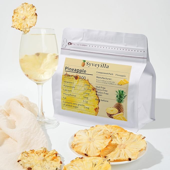 Dried Pineapple Slices,Dehydrated Pineapple Slices 8.82oz/250g Perfect for Cocktails,Fruit Tea