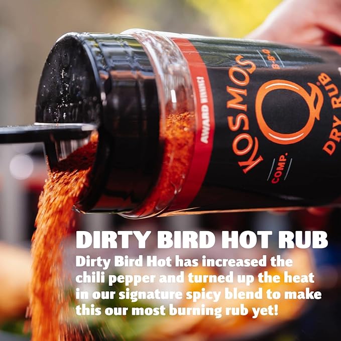 Kosmos Q Hot Dirty Bird BBQ Dry Rub, Spicy Seasoning with Chili Pepper, Brown Sugar, Garlic & Onion