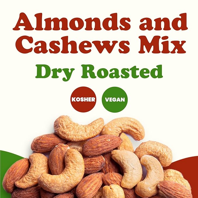 Food to Live - Dry Roasted Almonds and Cashews Mix, 4 Pounds ??Unsalted Oven Roasted Nuts, Protein