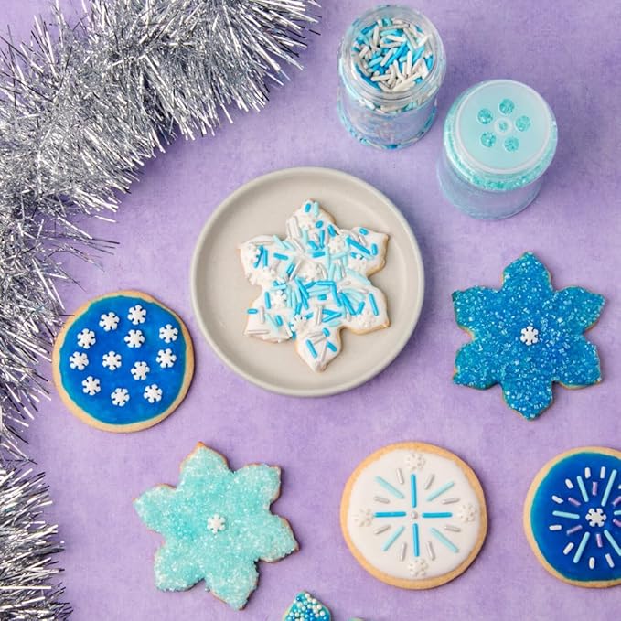Sweets Indeed Christmas Sprinkles, 4 Pack, Snowflake Edible Sprinkle Mix, Perfect for Frozen Cake
