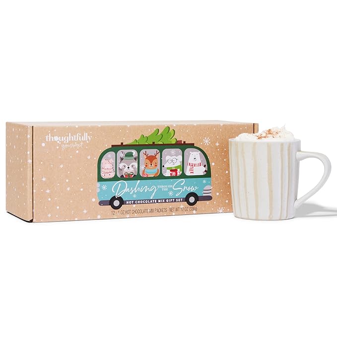Thoughtfully Gourmet, Hot Chocolate Gift Set in Holiday Character Packaging, Flavors Include Rocky