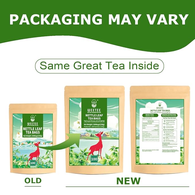 WT WEETEE Nettle Leaf Tea Bags, Made with 100% Pure Stinging Nettle Leaf, Natural Caffeine-free