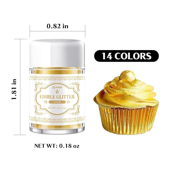 Edible Glitter for Drinks ??14 Colors Luster Dust, Food Grade Cocktail Shimmer Powder for Cakes