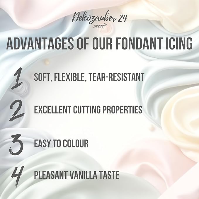 Dekozauber24 Fondant icing multipack, 5 pastel colors, 3.5oz (100g) rolled fondant per color, for