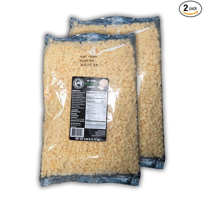 Bearded Butchers High-Temp Pepper Jack Cheese, Pack of 2 (2.5 lb Bags) ??5 lbs Total, Shelf-Stable